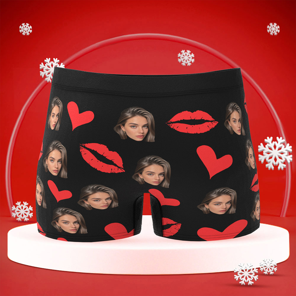 Culottes Personnalisées Avec Lèvres Rouges, Sous-vêtements Personnalisés Avec Photo, Culottes De Noël Personnalisées Avec Photo