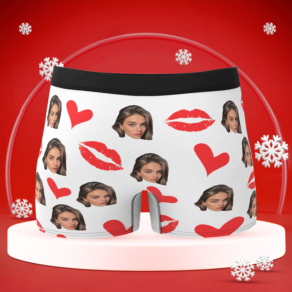 Culottes Personnalisées Avec Lèvres Rouges, Sous-vêtements Personnalisés Avec Photo, Culottes De Noël Personnalisées Avec Photo