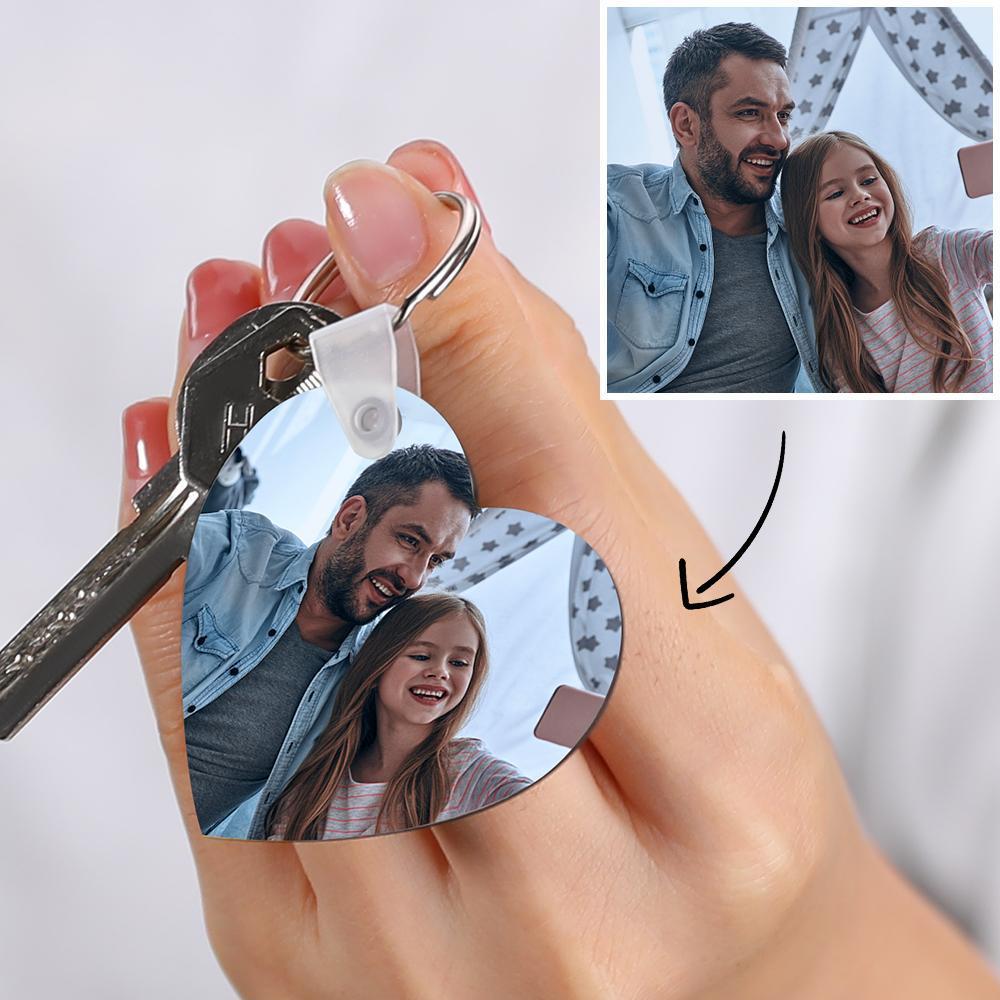 Custom Heart Shape Family Photo Keychain Memorial Gift for Him