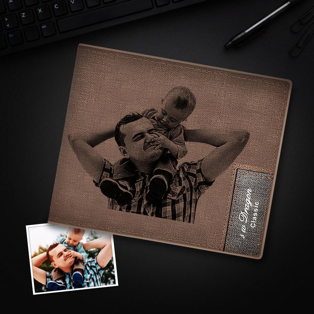 Portefeuille Photo Gravé Portefeuille en Cuir Personnalisé Meilleur Cadeau D'anniversaire pour Homme