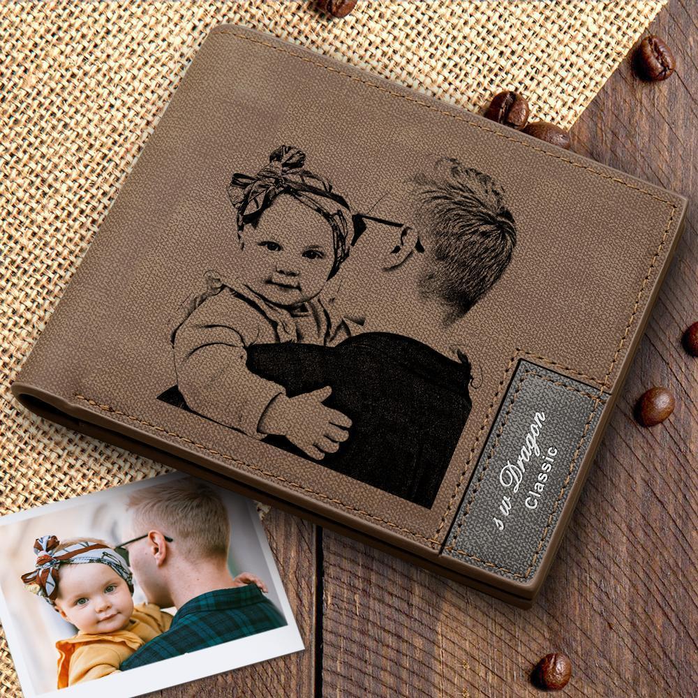 Portefeuille Photo Gravé Portefeuille en Cuir Personnalisé Meilleur Cadeau D'anniversaire pour Homme