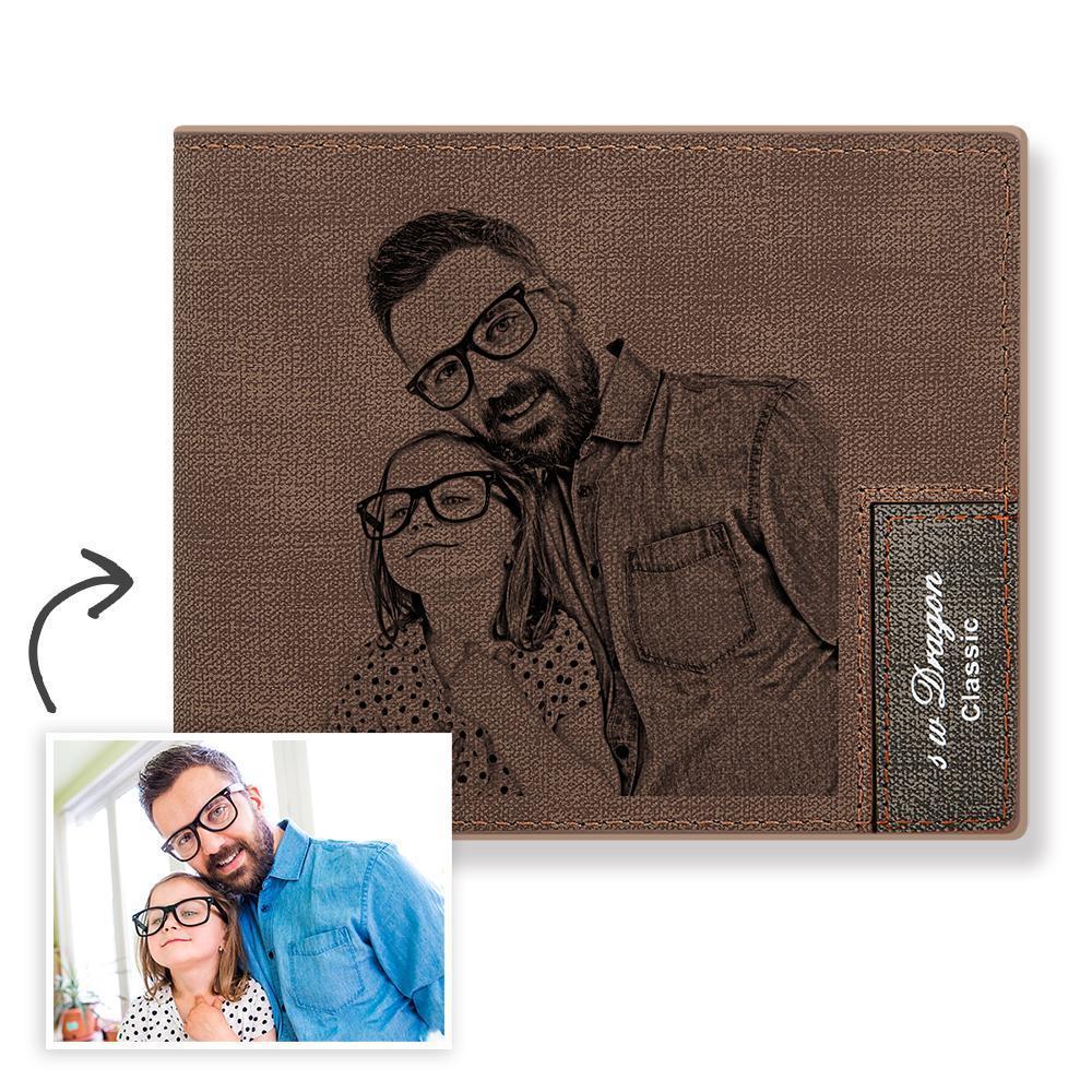 Portefeuille Photo Gravé Portefeuille en Cuir Personnalisé Meilleur Cadeau D'anniversaire pour Homme