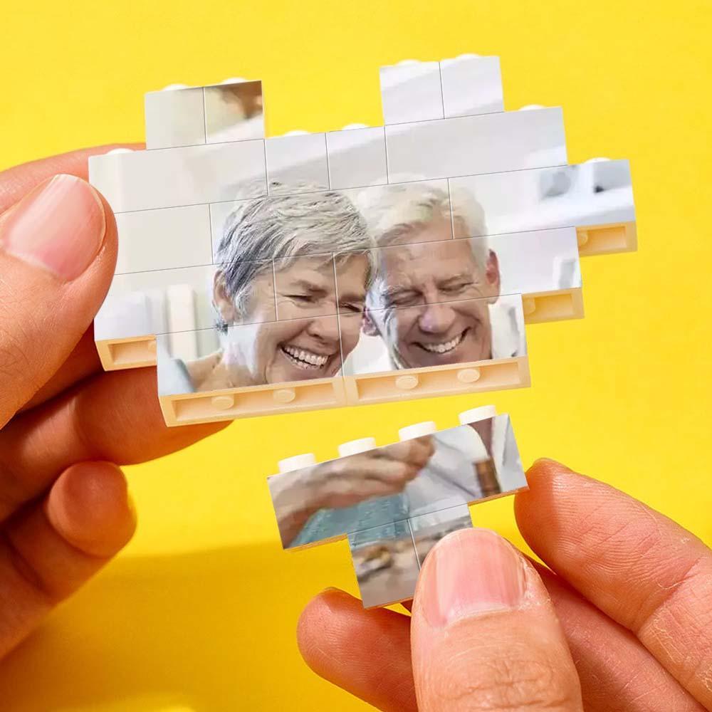 Puzzle En Brique De Construction Personnalisé, Cadeau De Fête Des Mères, Bloc Photo Gravé En Forme De Cœur Personnalisé - Mug Personnalisé