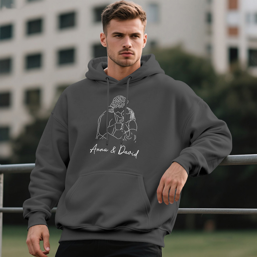 Sweat À Capuche Photo Personnalisé Sweat À Capuche Personnalisé Line Art Sweat À Capuche Portrait Personnalisé Pour Amoureux - Mug Personnalisé