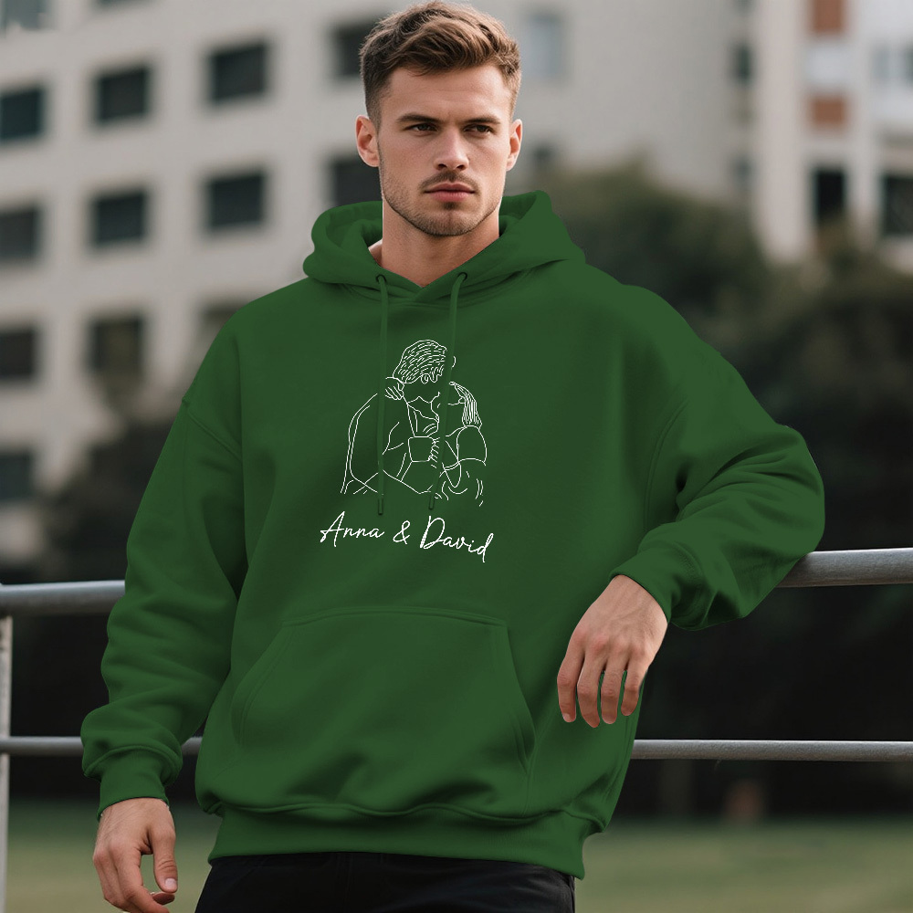 Sweat À Capuche Photo Personnalisé Sweat À Capuche Personnalisé Line Art Sweat À Capuche Portrait Personnalisé Pour Amoureux - Mug Personnalisé