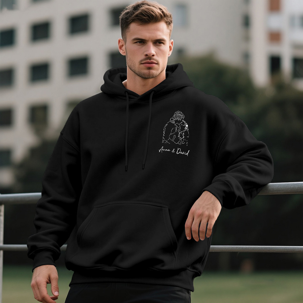 Sweat À Capuche Photo Personnalisé Sweat À Capuche Personnalisé Line Art Sweat À Capuche Portrait Personnalisé Pour Amoureux - Mug Personnalisé