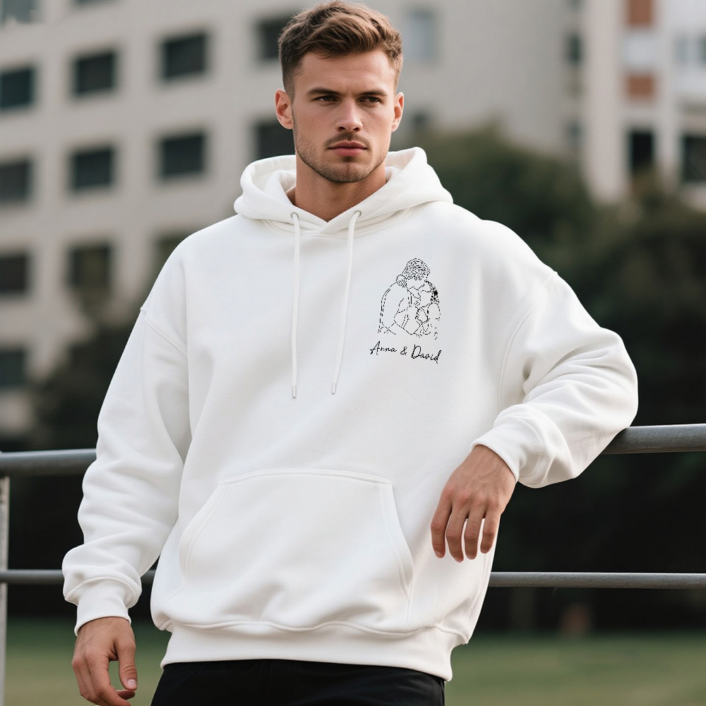 Sweat À Capuche Photo Personnalisé Sweat À Capuche Personnalisé Line Art Sweat À Capuche Portrait Personnalisé Pour Amoureux - Mug Personnalisé