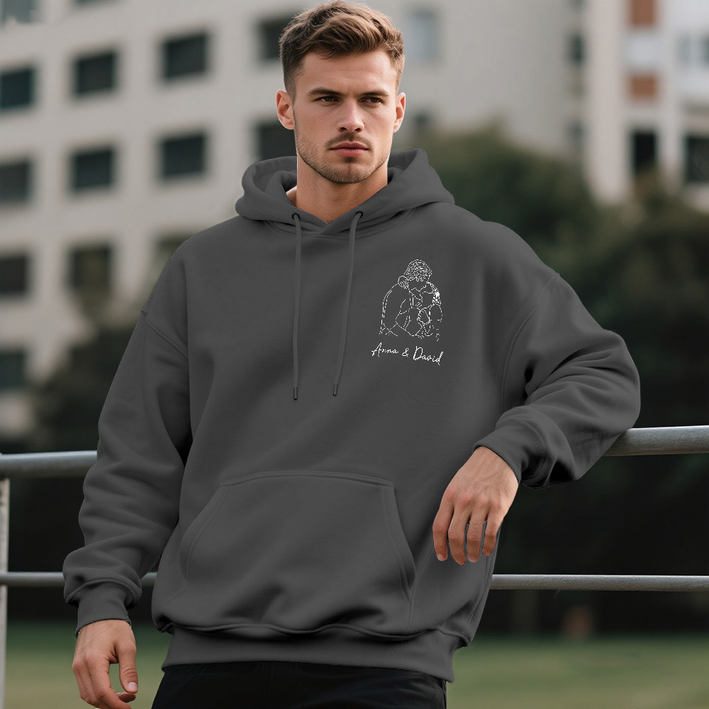 Sweat À Capuche Photo Personnalisé Sweat À Capuche Personnalisé Line Art Sweat À Capuche Portrait Personnalisé Pour Amoureux - Mug Personnalisé