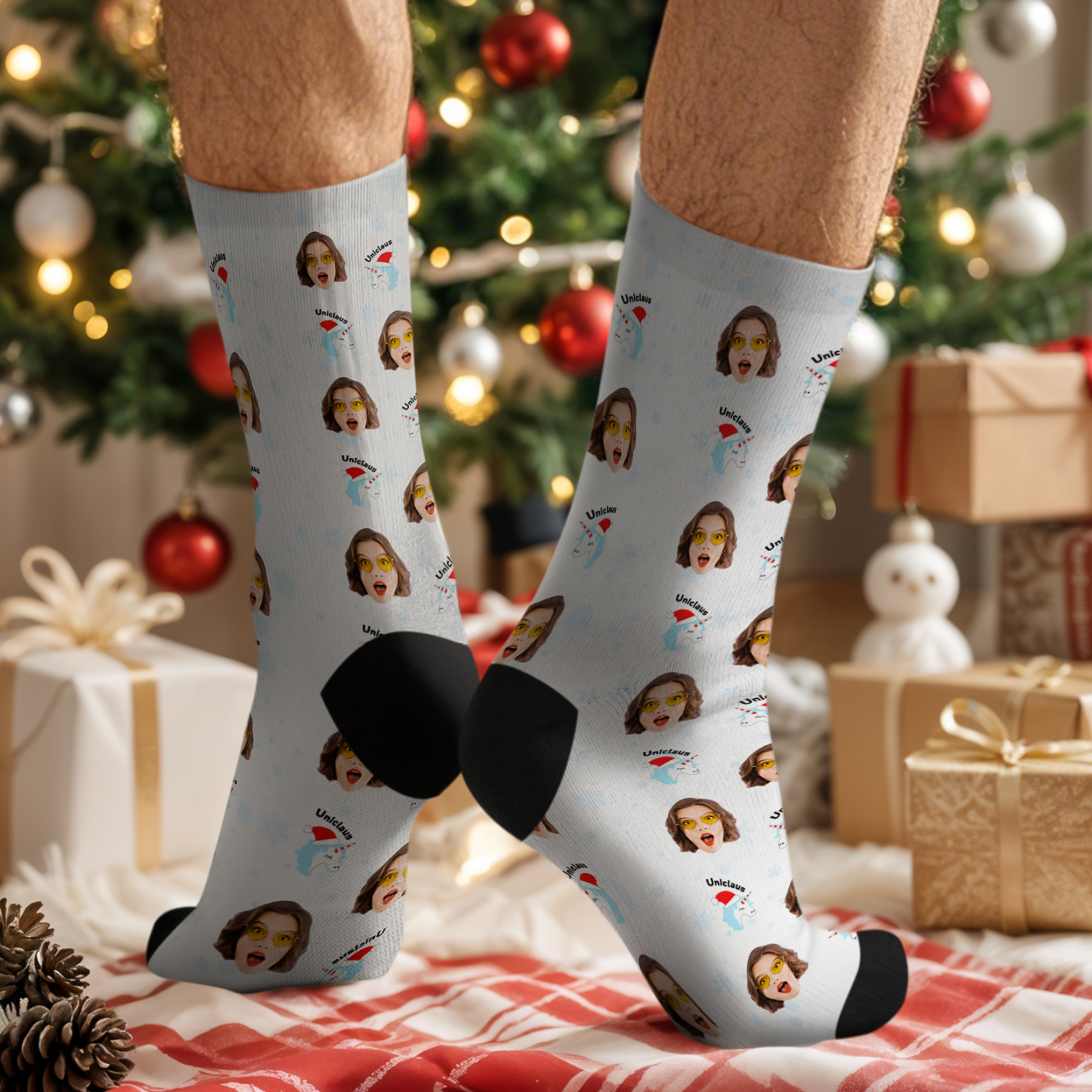 Chaussette De Noël Personnalisée Avec Photo, Chaussettes De Noël Diy, Cadeau De Chaussettes De Vacances Personnalisées - Mug Personnalisé