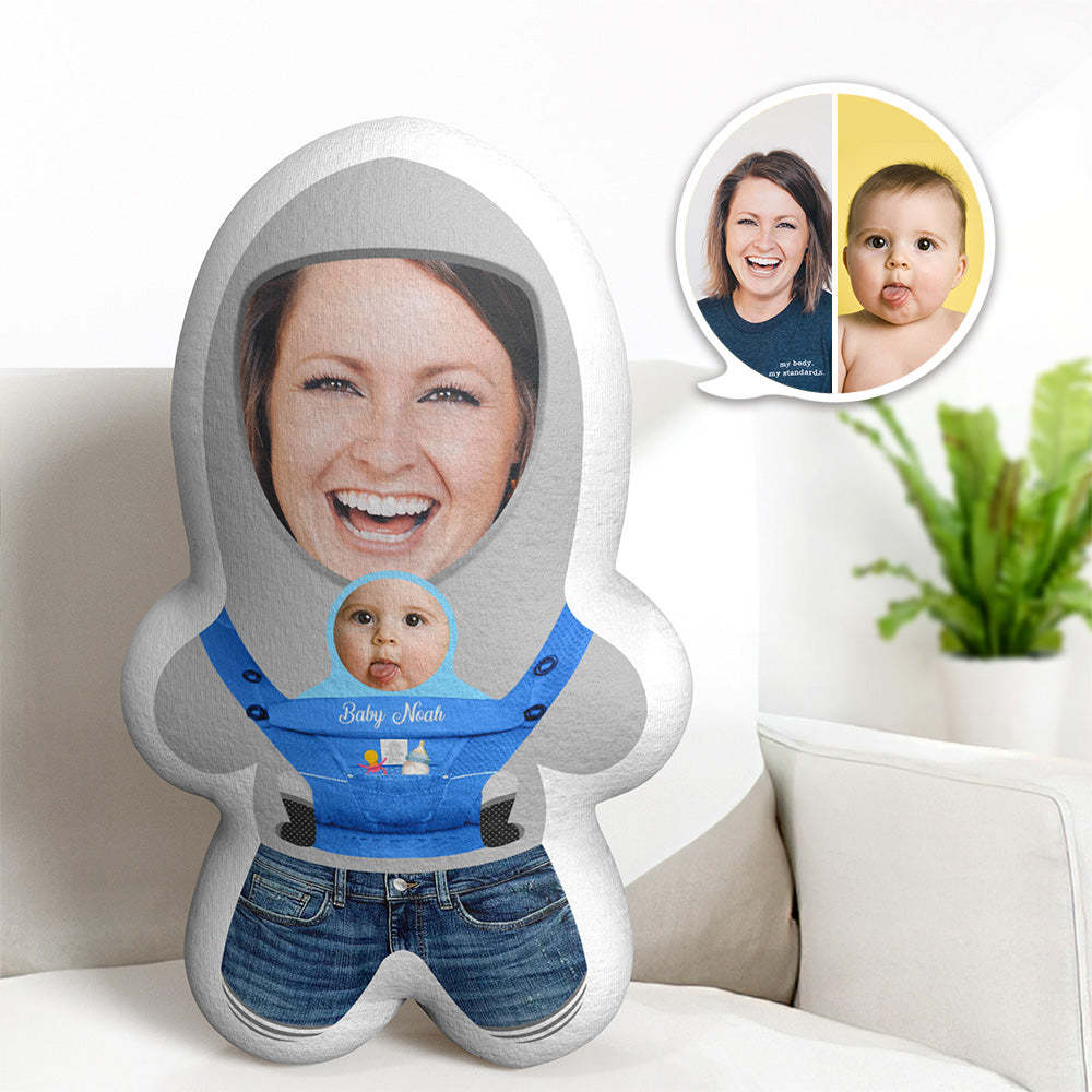 Custom Mother and Baby's Face Minime Throw Pillow Personalized Photo Gift for Her - Mug Personnalisé