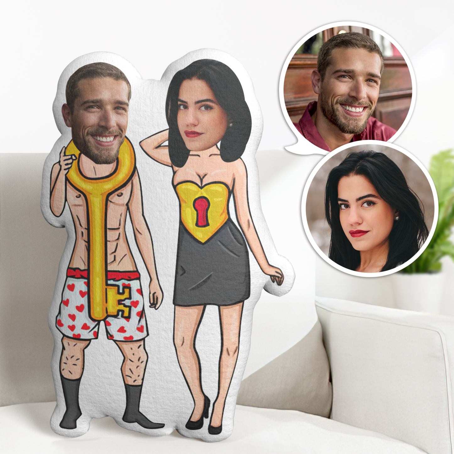 Ensemble De Clés De Couple, Oreiller Pour Le Visage Avec Photo, Oreiller Minime, Cadeaux Personnalisés Pour Le Visage, Oreiller Photo Personnalisé - Mug Personnalisé