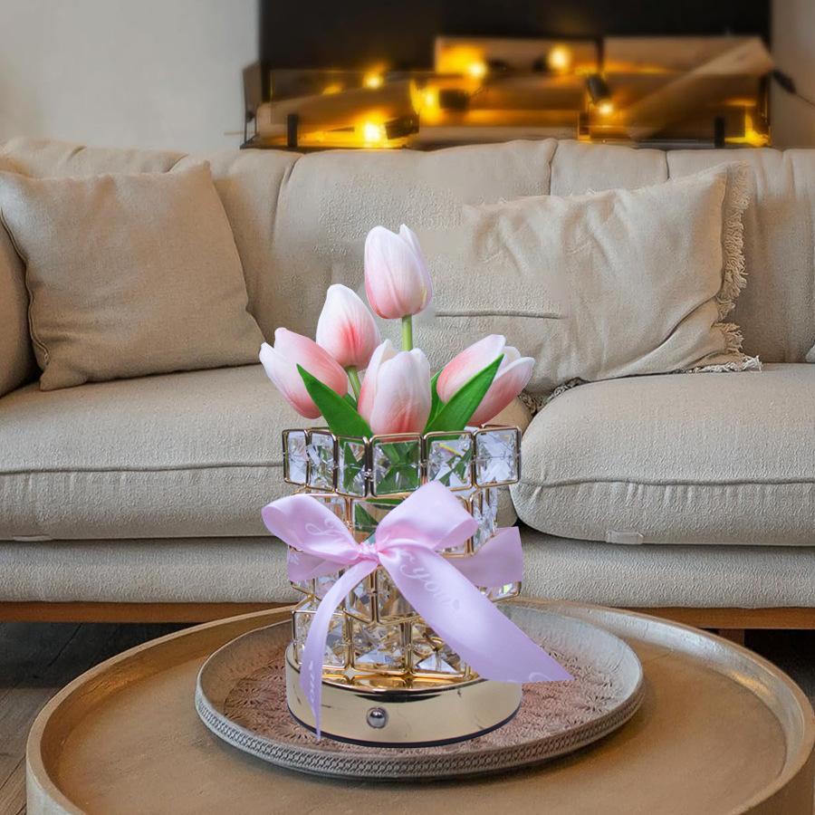 Cadeau Créatif Tulipe Rubik's Cube Veilleuse Chambre Lampe De Table De Couchage Lampe De Chevet Luxe Haut De Gamme Cristal Atmosphère Lumière - Mug Personnalisé