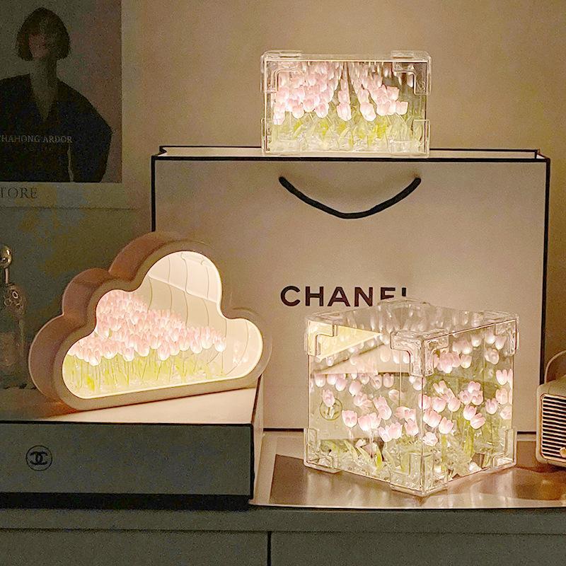 Lampe À Lentille Acrylique À Monter Soi-même, Miroir, Fleur, Mer, Veilleuse Cuboïde Tridimensionnelle - Mug Personnalisé