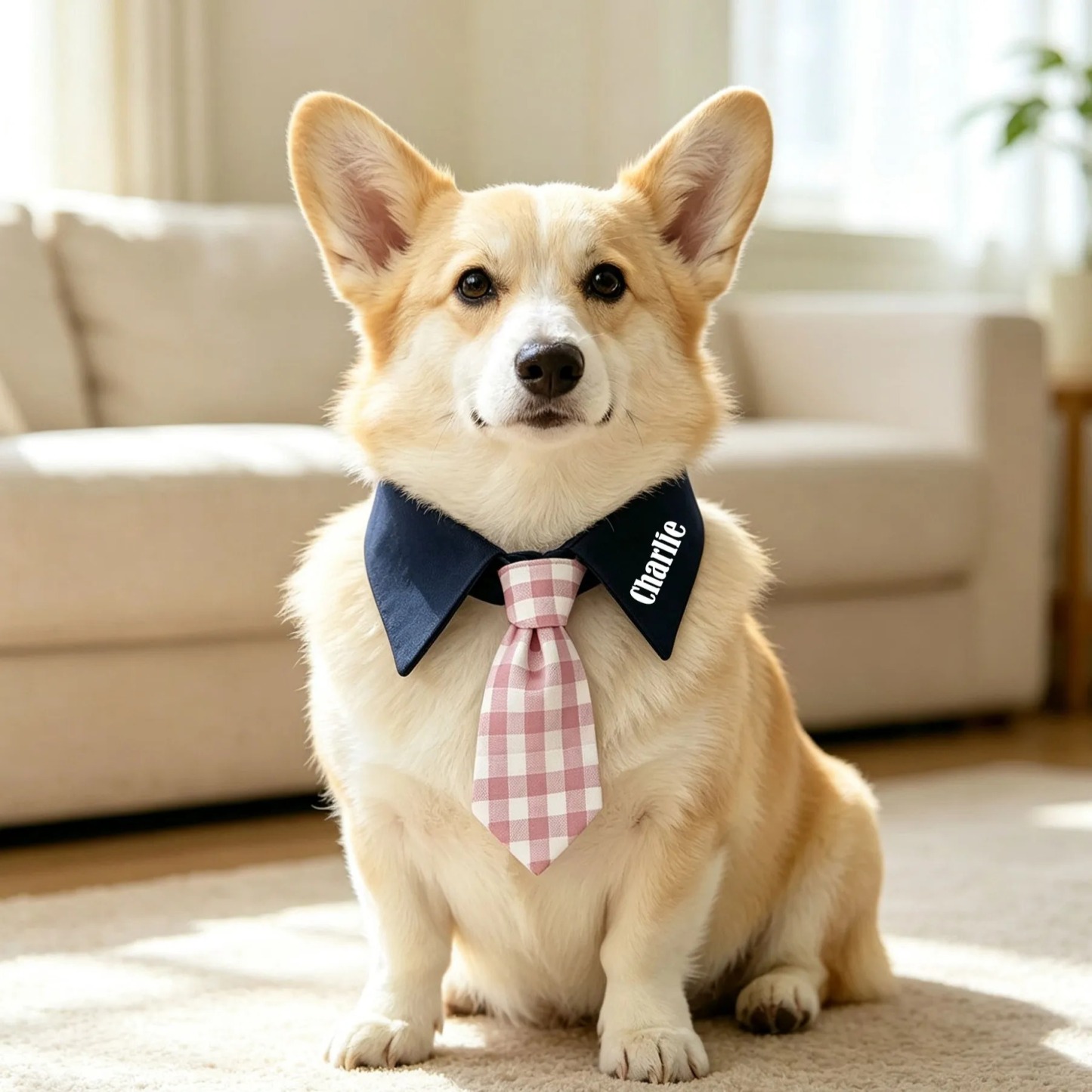 Collier Pour Animaux De Compagnie Avec Nom Personnalisé, Cravate à Carreaux Pour Hommes, Pour Chiens Et Chats, Accessoire De Collier Formel - Mug Personnalisé