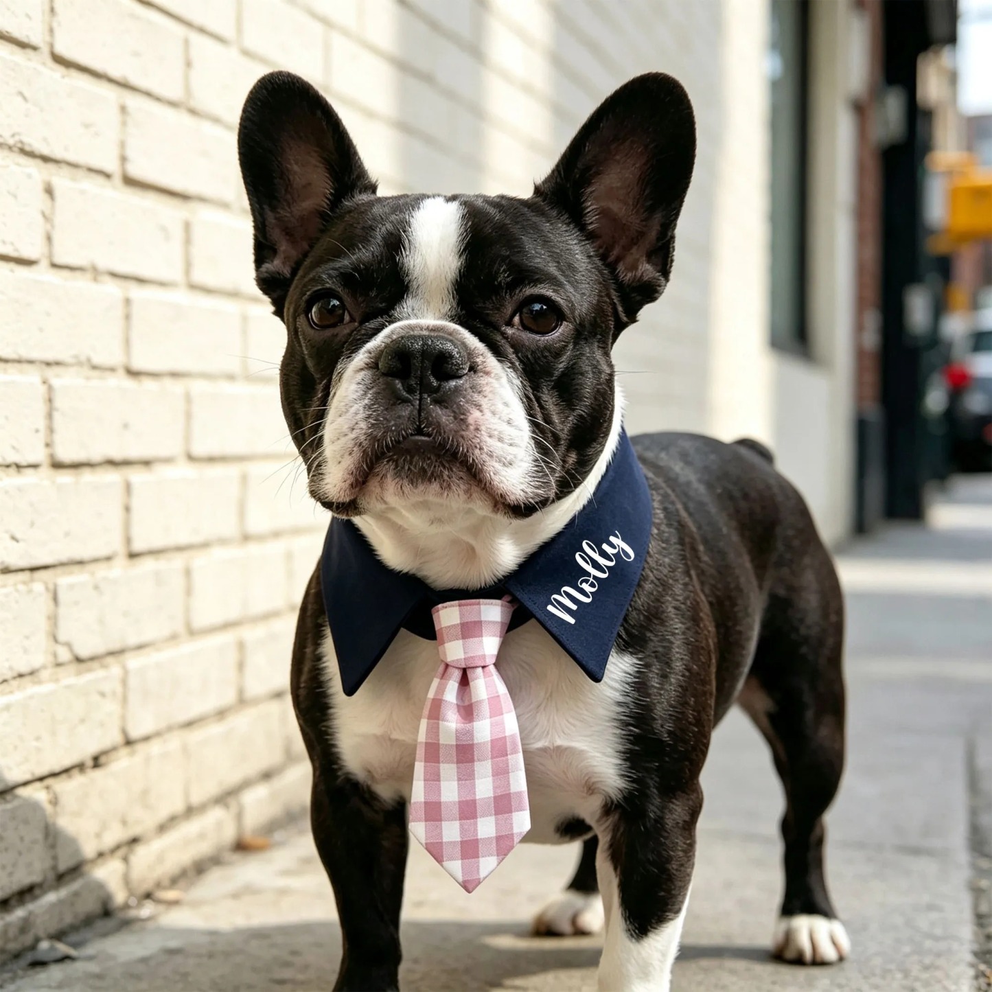 Collier Pour Animaux De Compagnie Avec Nom Personnalisé, Cravate à Carreaux Pour Hommes, Pour Chiens Et Chats, Accessoire De Collier Formel - Mug Personnalisé
