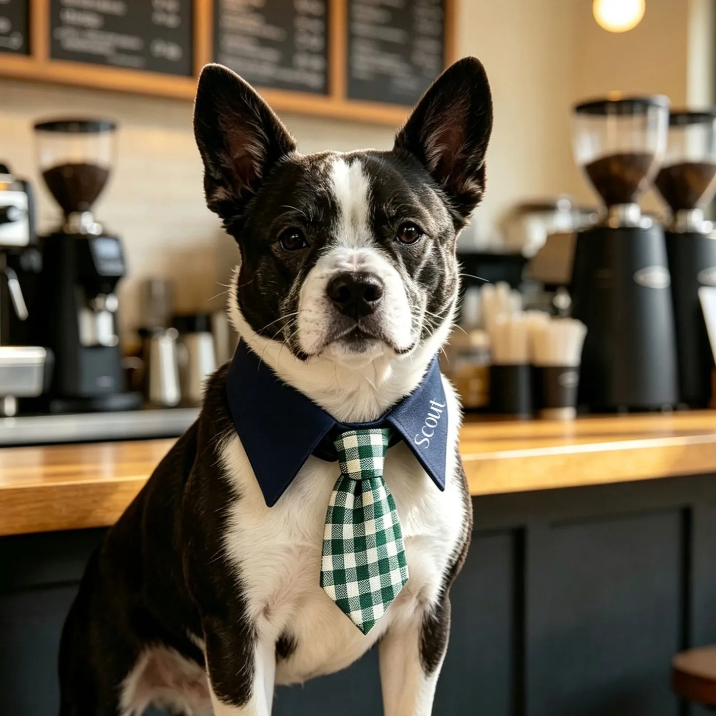 Collier Pour Animaux De Compagnie Avec Nom Personnalisé, Cravate à Carreaux Pour Hommes, Pour Chiens Et Chats, Accessoire De Collier Formel - Mug Personnalisé