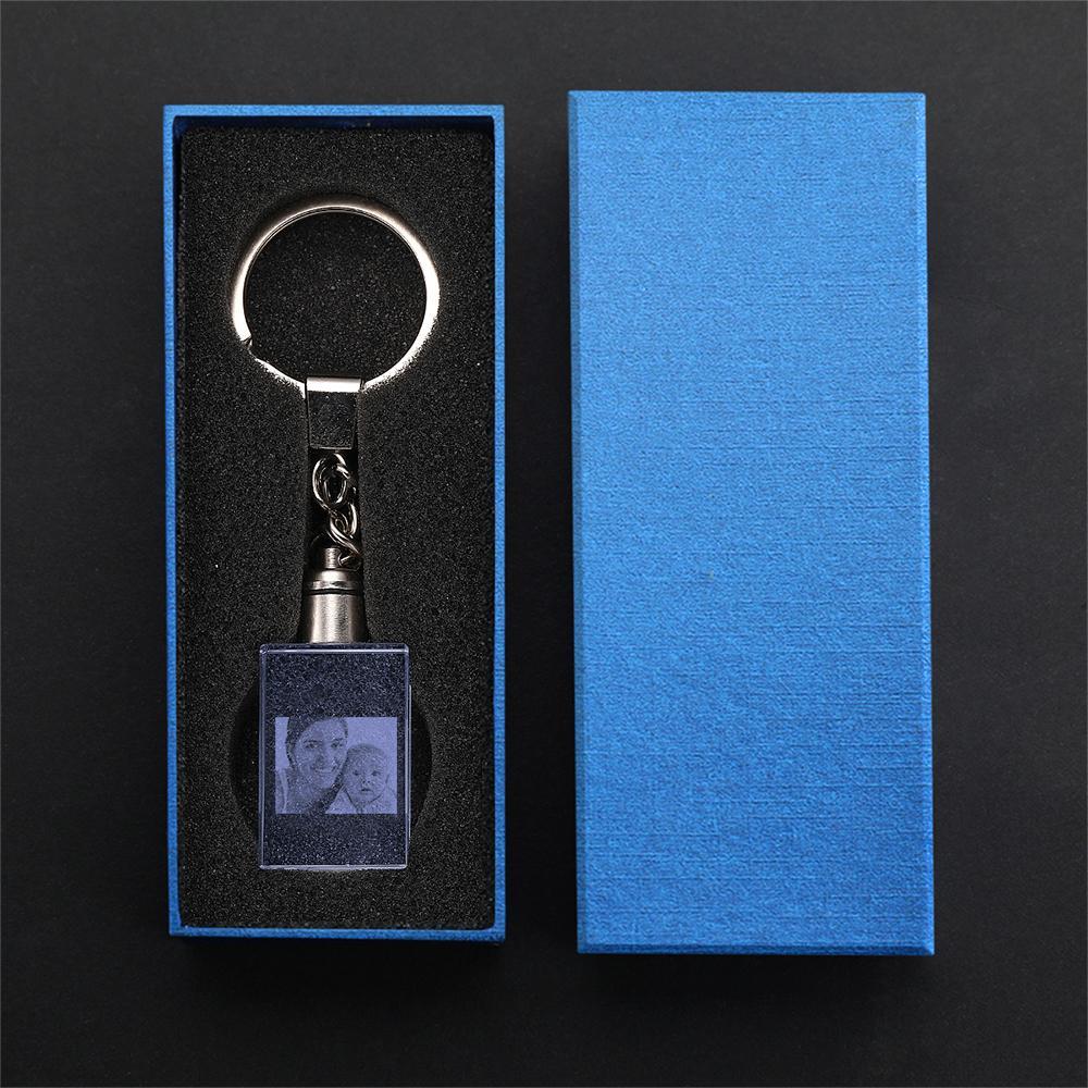 Custom Crystal Rectangle Shape Photo Keychain