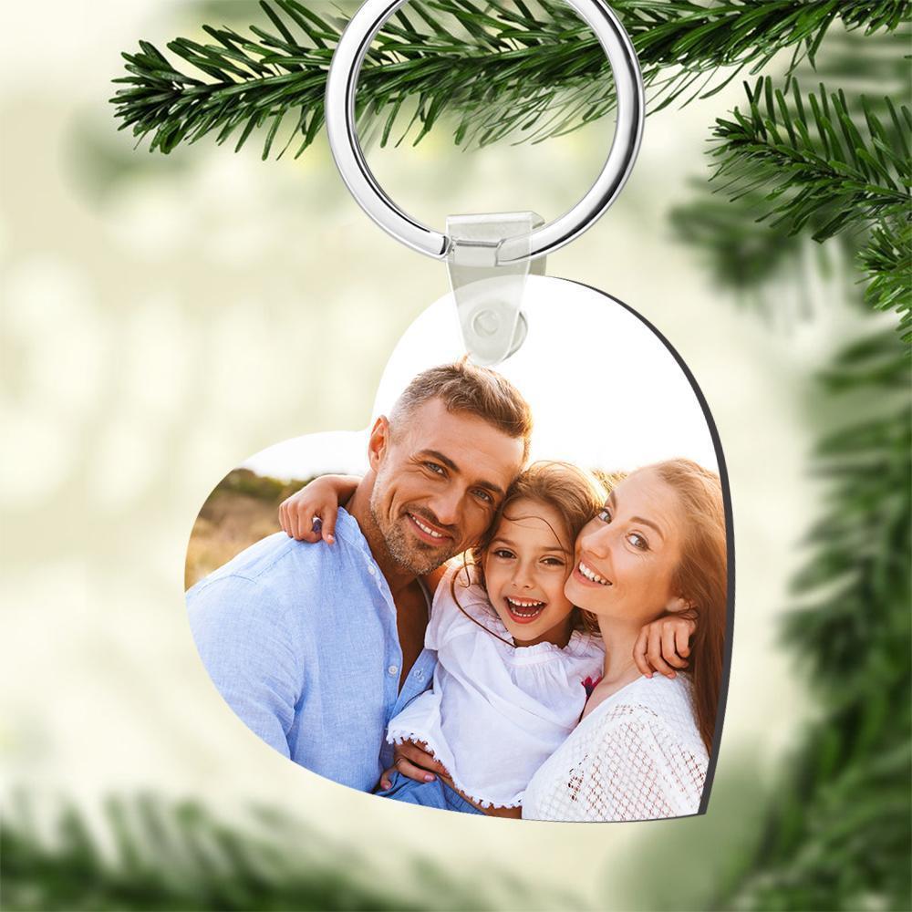 Custom Heart Shape Family Photo Keychain Memorial Gift for Him