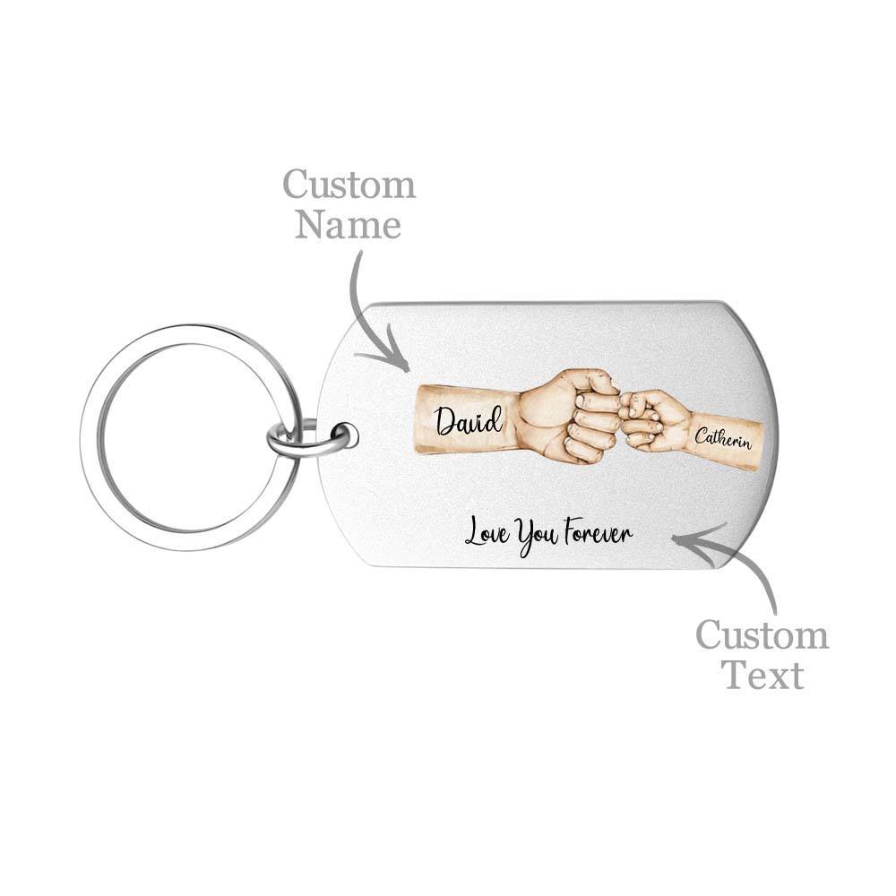 Daddy's Team Fist Bump Porte-clés Personnalisé En Acier Inoxydable Cadeau De Fête Des Pères Pour Papa Papa Grand-père Papa Dada - Mug Personnalisé