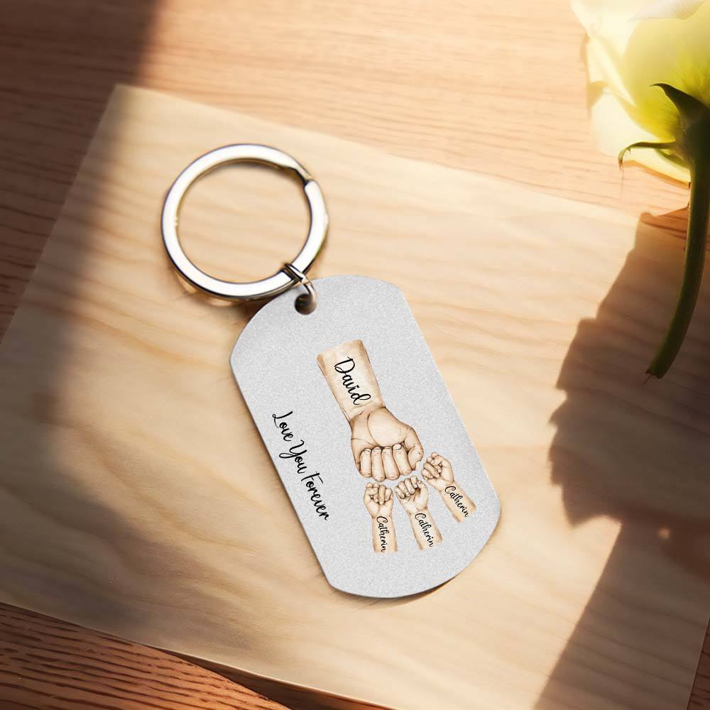 Daddy's Team Fist Bump Porte-clés Personnalisé En Acier Inoxydable Cadeau De Fête Des Pères Pour Papa Papa Grand-père Papa Dada - Mug Personnalisé