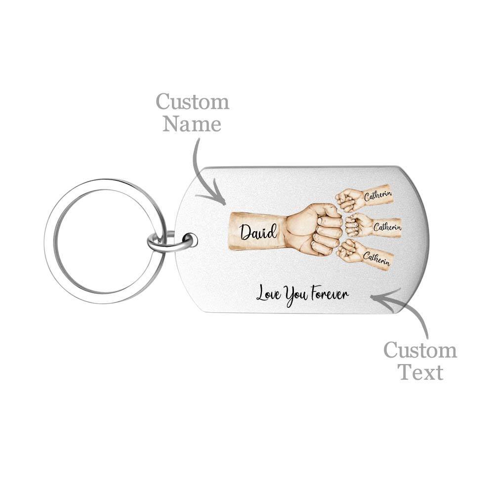 Daddy's Team Fist Bump Porte-clés Personnalisé En Acier Inoxydable Cadeau De Fête Des Pères Pour Papa Papa Grand-père Papa Dada - Mug Personnalisé