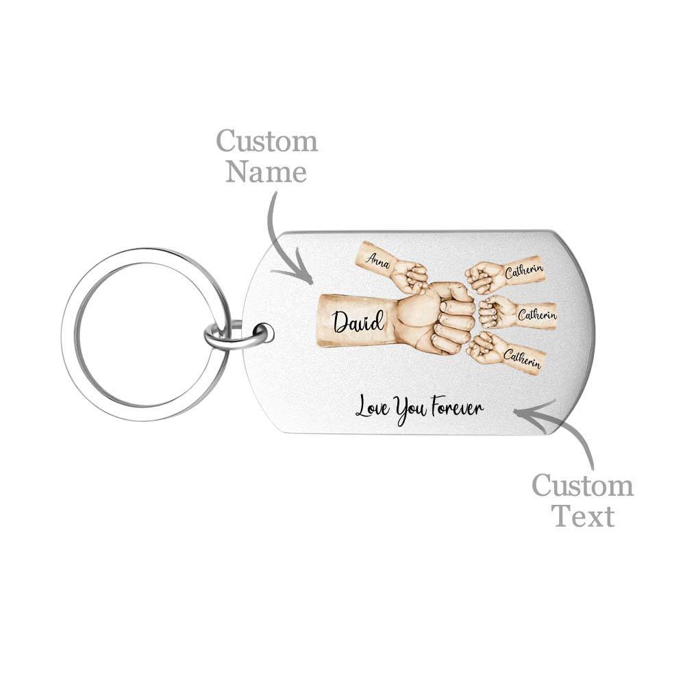 Daddy's Team Fist Bump Porte-clés Personnalisé En Acier Inoxydable Cadeau De Fête Des Pères Pour Papa Papa Grand-père Papa Dada - Mug Personnalisé