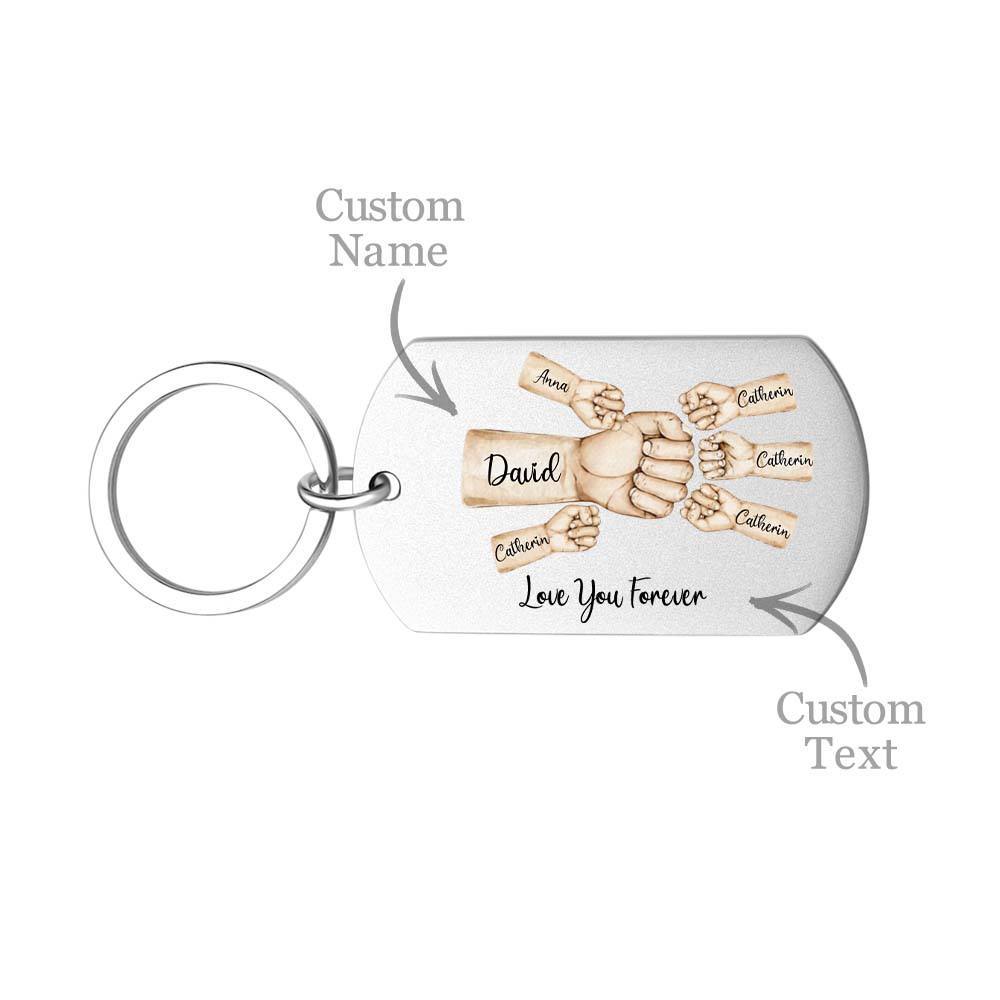 Daddy's Team Fist Bump Porte-clés Personnalisé En Acier Inoxydable Cadeau De Fête Des Pères Pour Papa Papa Grand-père Papa Dada - Mug Personnalisé