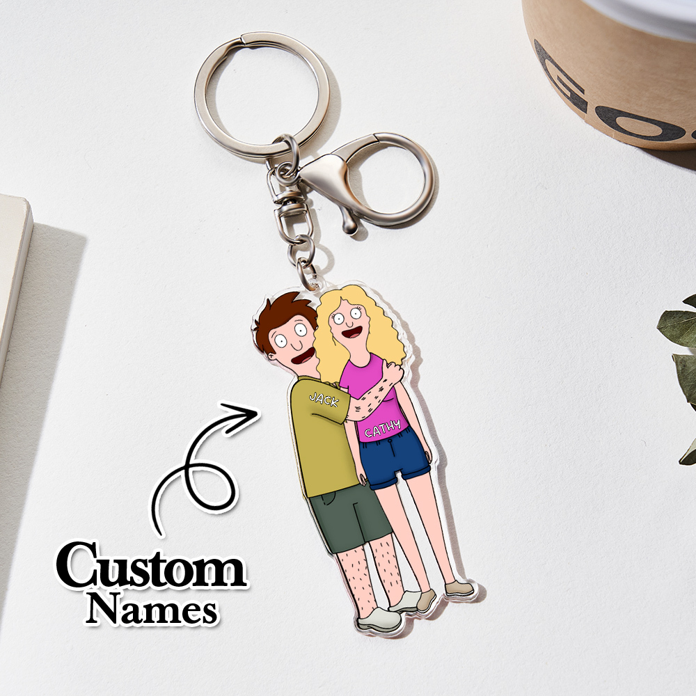 Porte-clés Personnalisé De Style Dessin Animé, Cadeaux Personnalisés Pour Couple - Mug Personnalisé