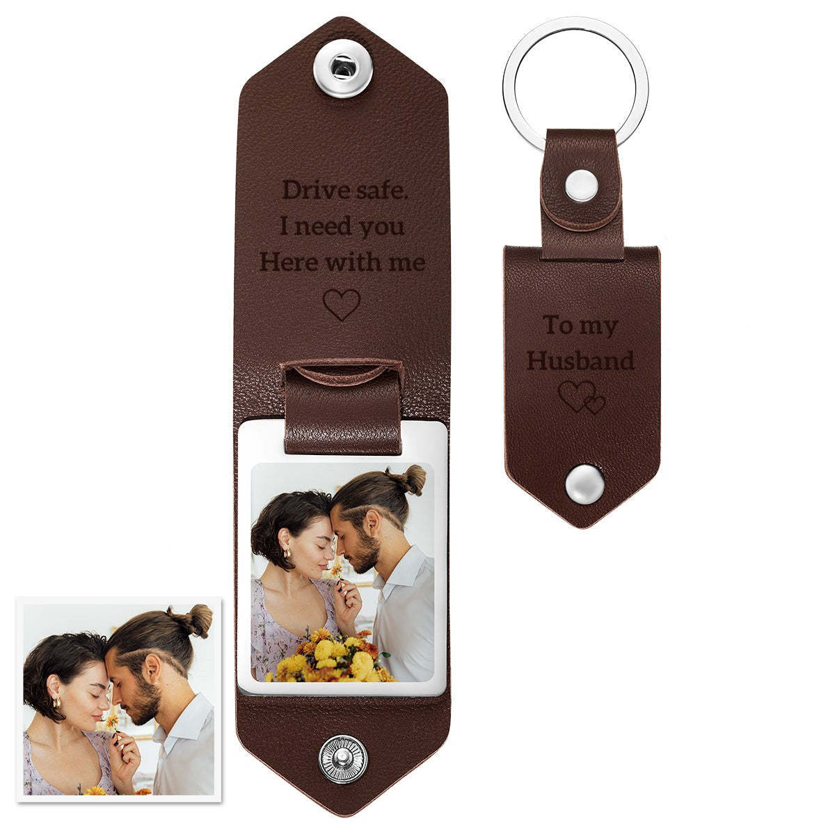 Porte-clés En Cuir « drive Safe » Personnalisé Avec Photo Et Texte, Cadeau D'anniversaire Pour Petit Ami - Mug Personnalisé