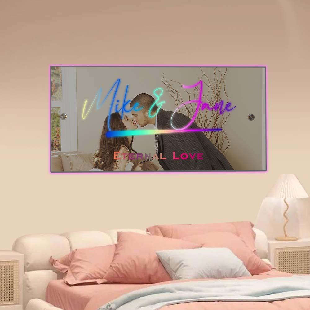 Panneau Miroir Avec Nom Personnalisé, Texte Personnalisé, Led Multicolore, Éclairage Mural Suspendu, Enseignes Au Néon, Décoration De Maison, Cadeau Pour Couple - Mug Personnalisé