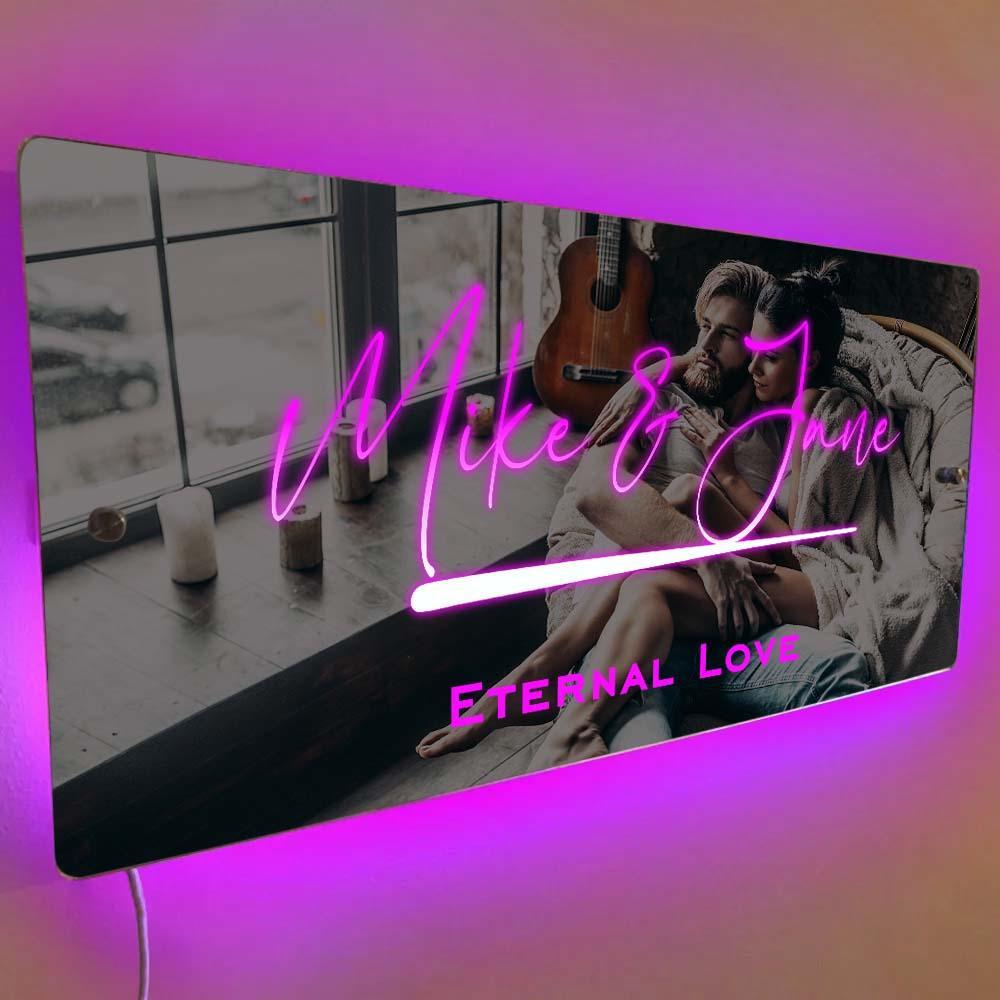 Panneau Miroir Avec Nom Personnalisé, Texte Personnalisé, Led Multicolore, Éclairage Mural Suspendu, Enseignes Au Néon, Décoration De Maison, Cadeau Pour Couple - Mug Personnalisé