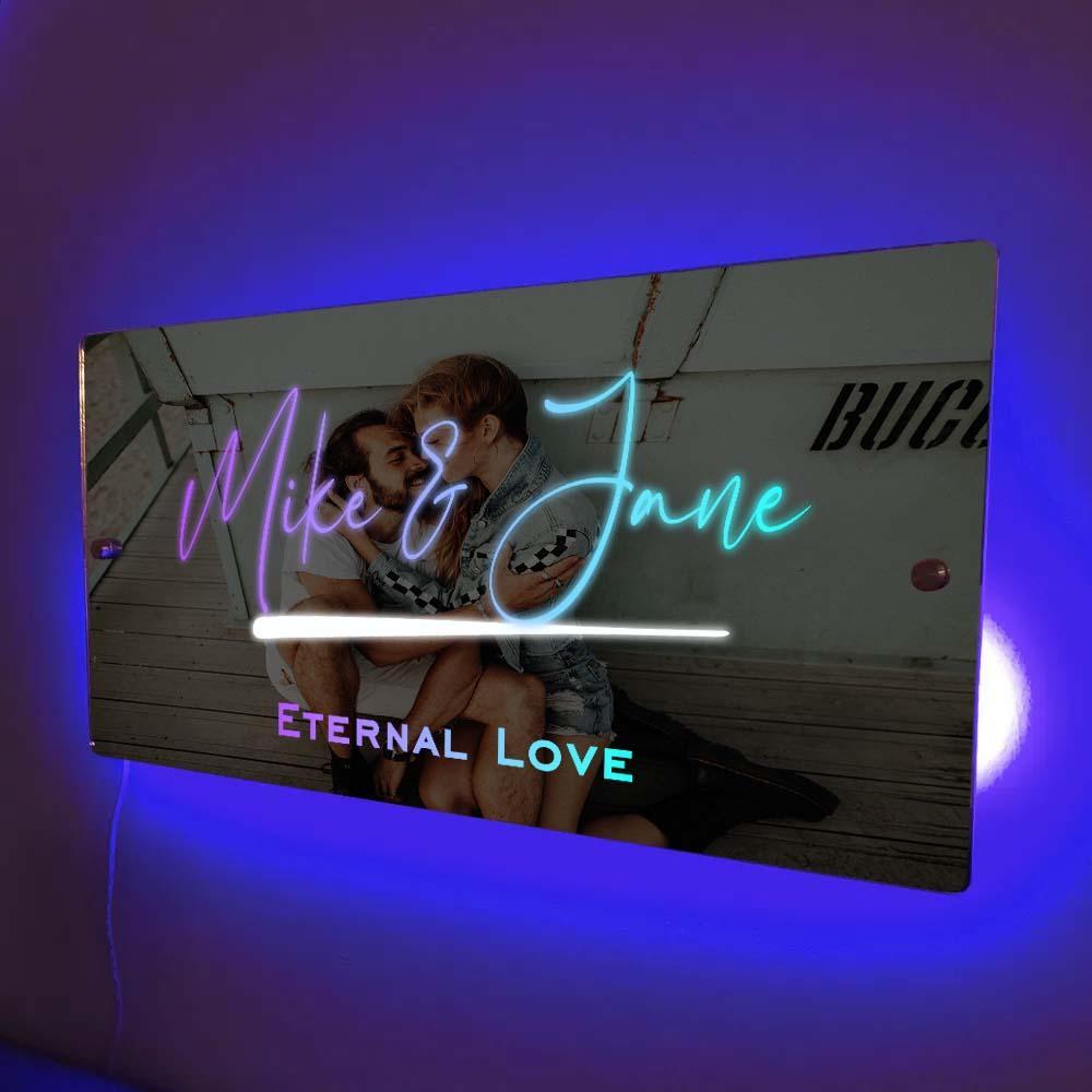 Panneau Miroir Avec Nom Personnalisé, Texte Personnalisé, Led Multicolore, Éclairage Mural Suspendu, Enseignes Au Néon, Décoration De Maison, Cadeau Pour Couple - Mug Personnalisé