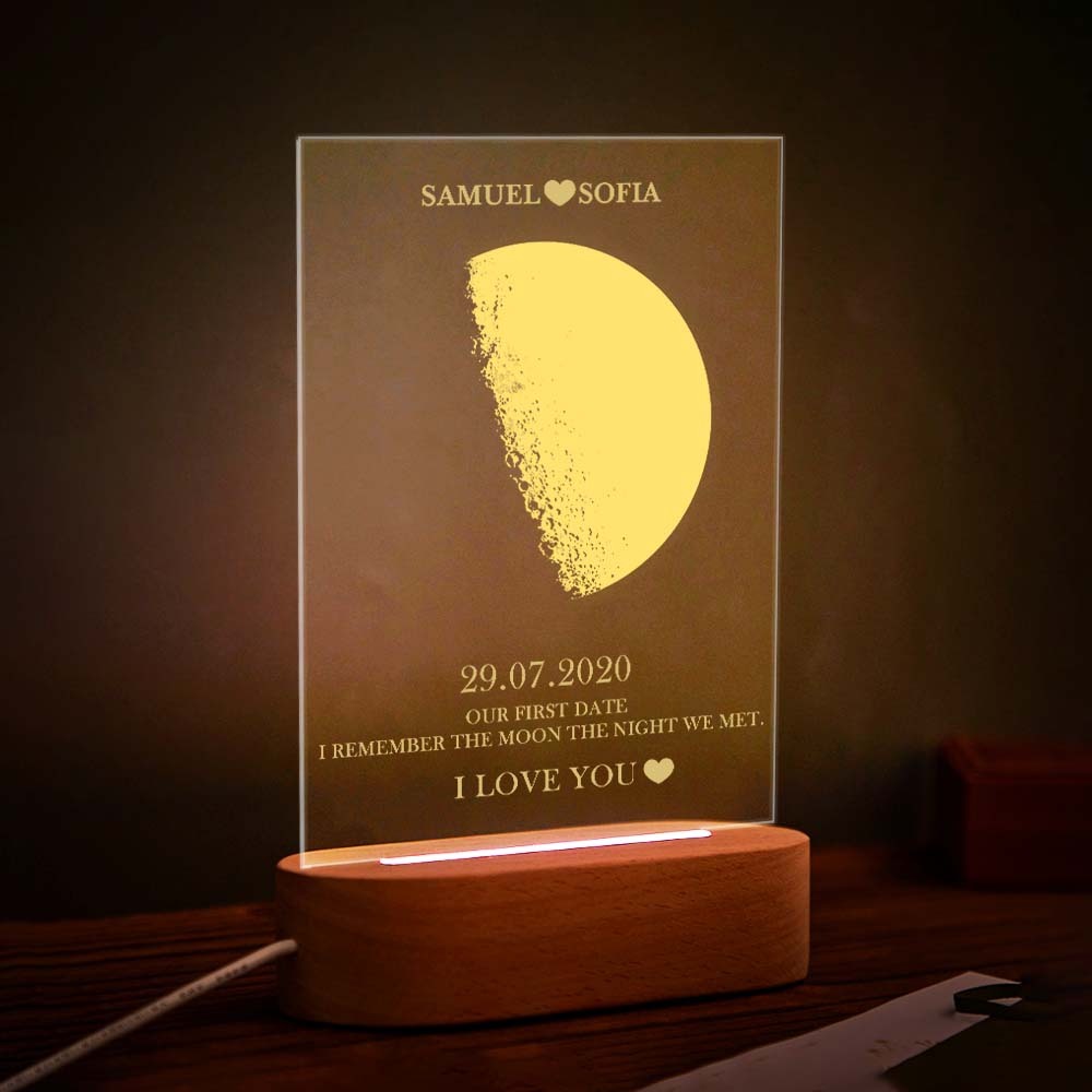 Lampe De Phase De Lune Personnalisée Avec Texte De Noms Personnalisés, Lumière À Sept Couleurs - Mug Personnalisé