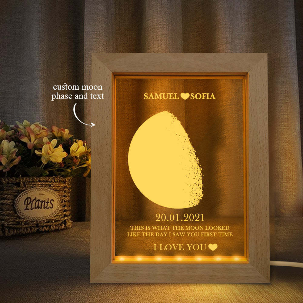 Lampe À Cadre Personnalisée Avec Phase De Lune Et Noms Avec Texte Personnalisé - Mug Personnalisé