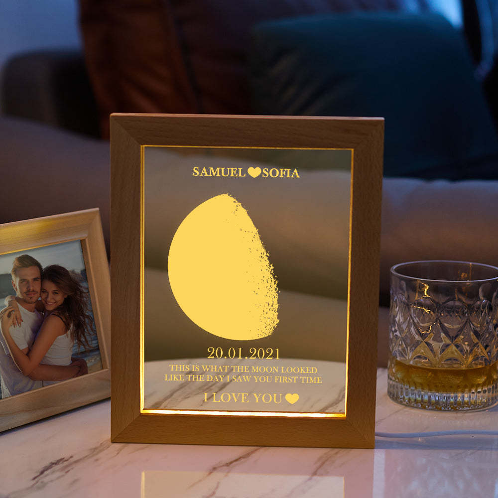 Lampe À Cadre Personnalisée Avec Phase De Lune Et Noms Avec Texte Personnalisé - Mug Personnalisé
