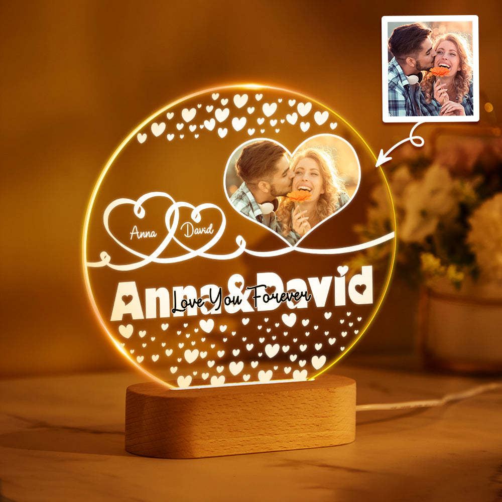 Lampe Photo Personnalisée, Cercle Photo En Acrylique Personnalisé, Lumières Led, Cadeaux Pour Amoureux - Mug Personnalisé