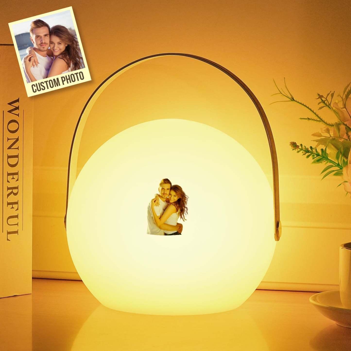 Lampe Led Photo Personnalisée Veilleuse Ronde Colorée À Main - Mug Personnalisé