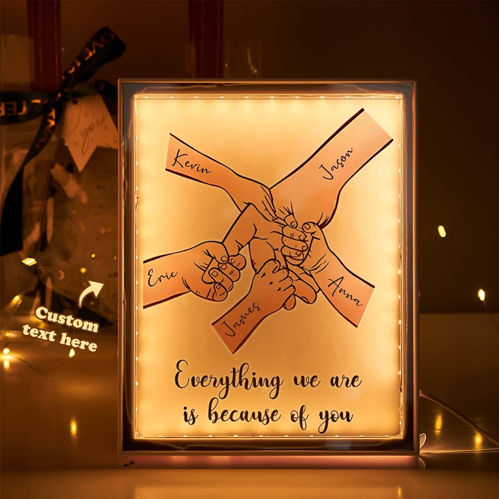 Lampe Miroir Avec Nom Personnalisé, Veilleuse À Mains Personnalisées, Cadeaux Chauds Pour La Famille - Mug Personnalisé