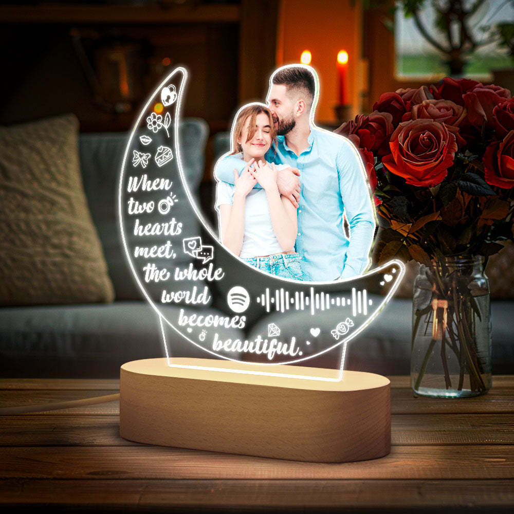 Lampe De Lune En Acrylique Avec Photo Personnalisée, Veilleuse Personnalisée, Cadeau Pour Couple, Décoration De Maison - Mug Personnalisé