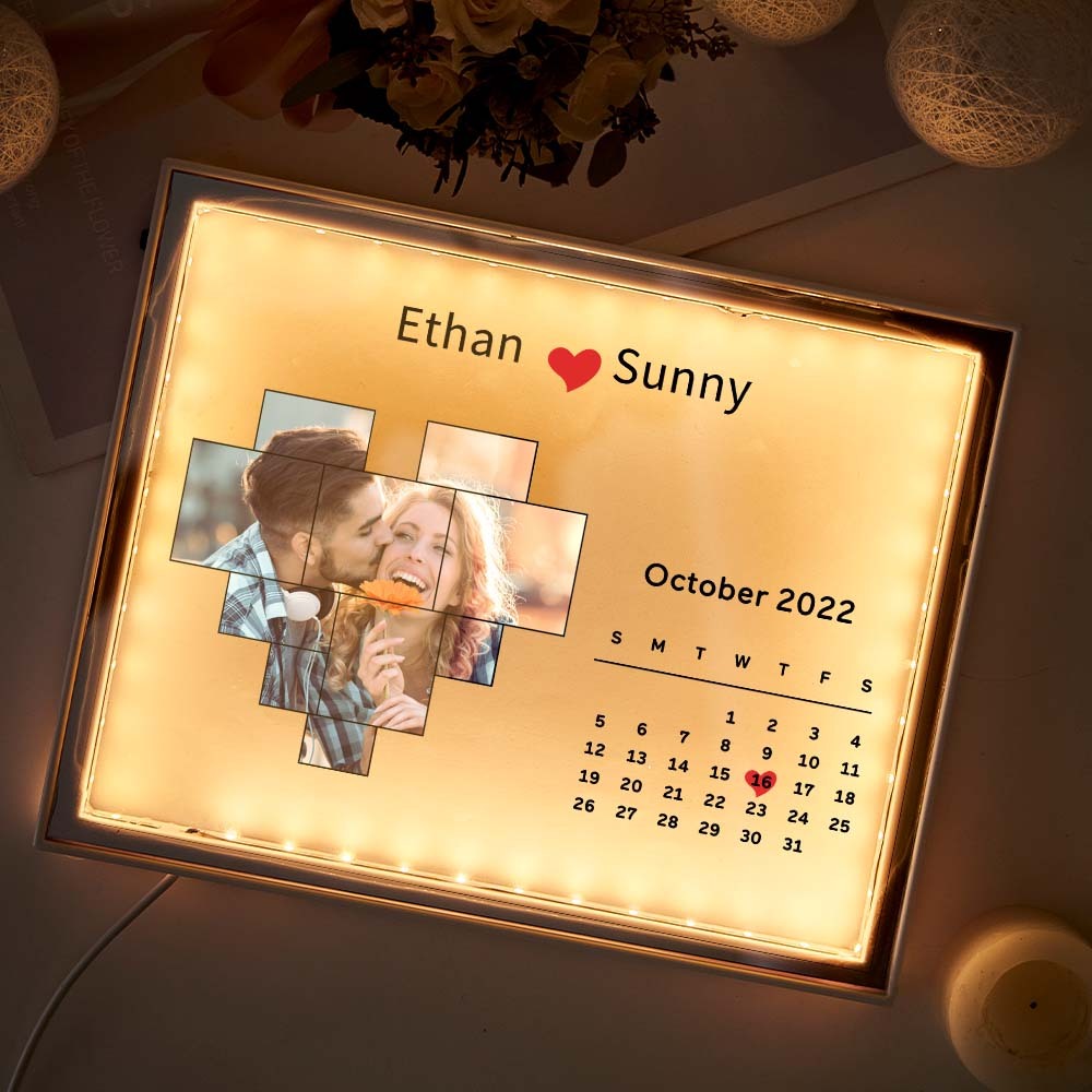 Veilleuse Photo Personnalisée, Calendrier Personnalisé, Lampe Miroir, Cadeau Pour Amoureux - Mug Personnalisé