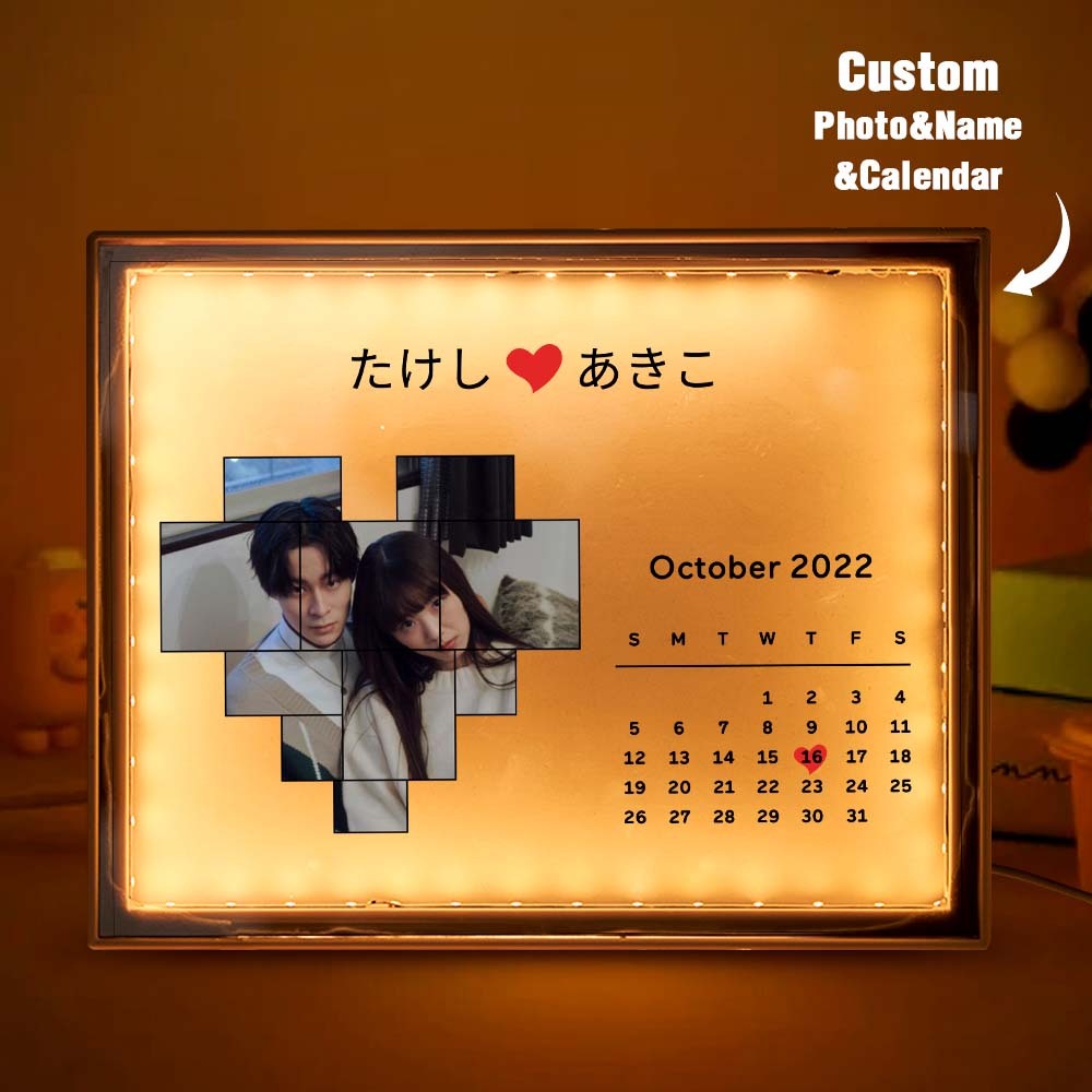 Veilleuse Photo Personnalisée, Calendrier Personnalisé, Lampe Miroir, Cadeau Pour Amoureux - Mug Personnalisé