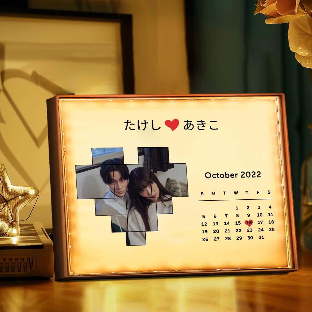 Veilleuse Photo Personnalisée, Calendrier Personnalisé, Lampe Miroir, Cadeau Pour Amoureux - Mug Personnalisé