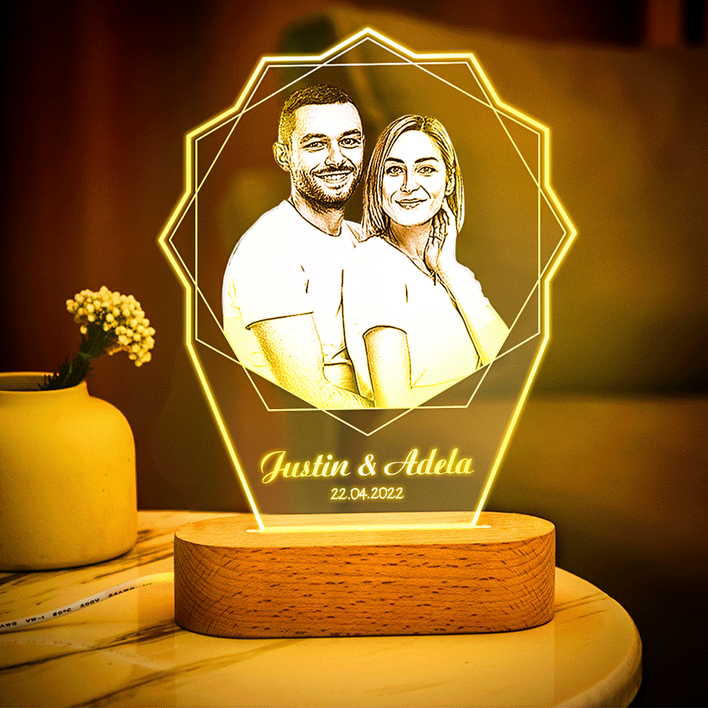 Photo Personnalisée Double Hexagone Lampe Personnalisée Acrylique Sculpture Plaque Couleur Veilleuse - Mug Personnalisé
