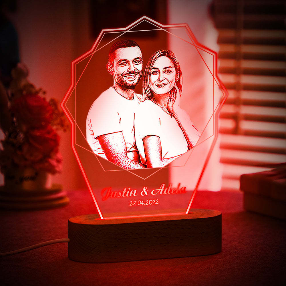 Photo Personnalisée Double Hexagone Lampe Personnalisée Acrylique Sculpture Plaque Couleur Veilleuse - Mug Personnalisé