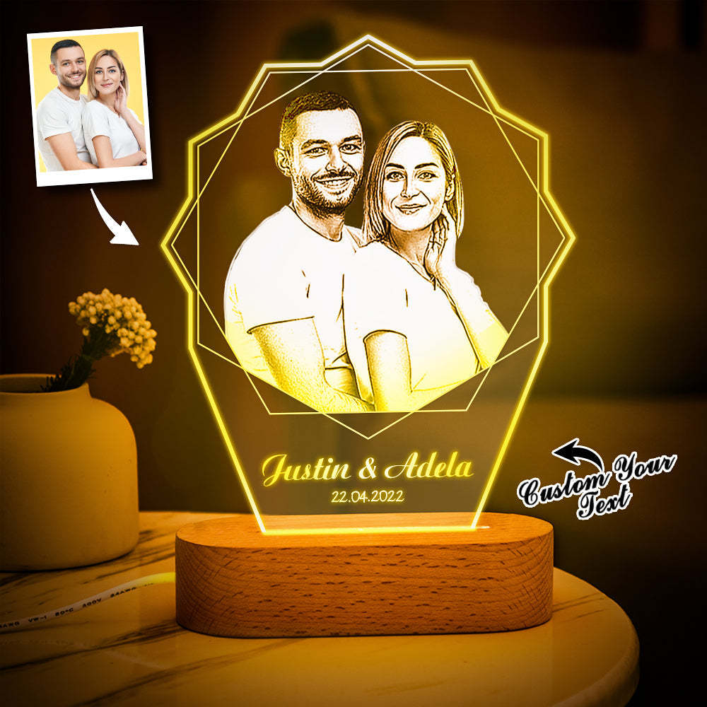 Photo Personnalisée Double Hexagone Lampe Personnalisée Acrylique Sculpture Plaque Couleur Veilleuse - Mug Personnalisé