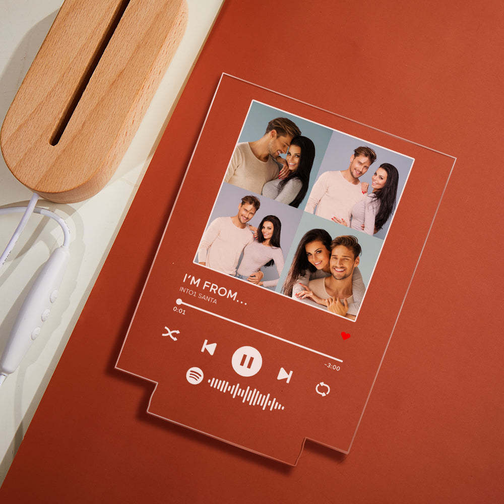 Photos Personnalisées Scannable Spotify Code Lampe Acrylique Coloré Veilleuse Romantique Saint Valentin Cadeau - Mug Personnalisé