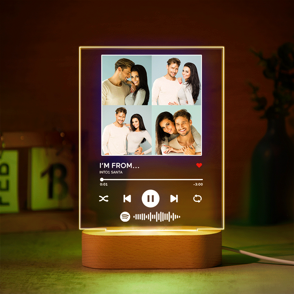 Photos Personnalisées Scannable Spotify Code Lampe Acrylique Coloré Veilleuse Romantique Saint Valentin Cadeau - Mug Personnalisé