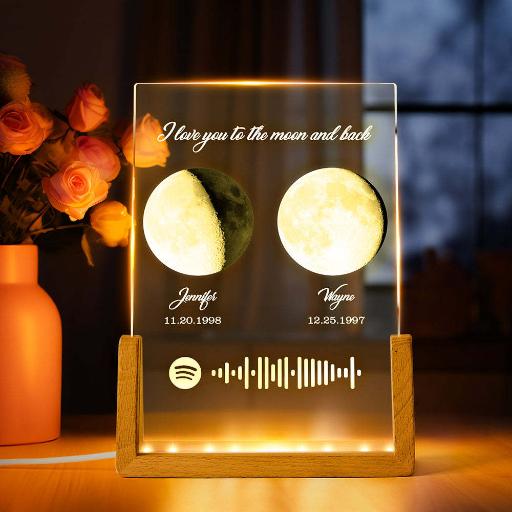 Phases De Lune Personnalisées Naissance Lune Veilleuse Cadeaux Spéciaux Pour Les Amoureux - Mug Personnalisé
