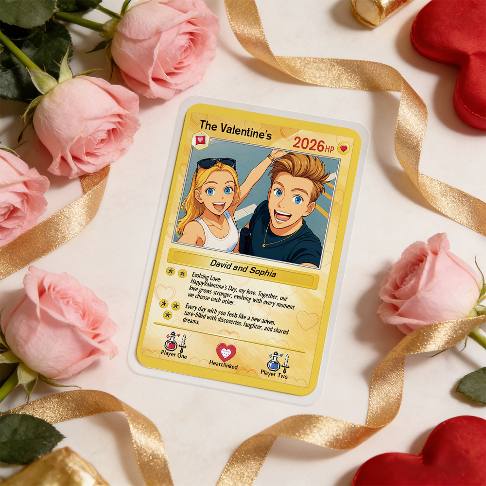 Carte Personnalisée Pour Couple, Carte D'anniversaire Sur Mesure Avec Photo De Couple Style Anime, Cadeau Pour Amoureux - Mug Personnalisé