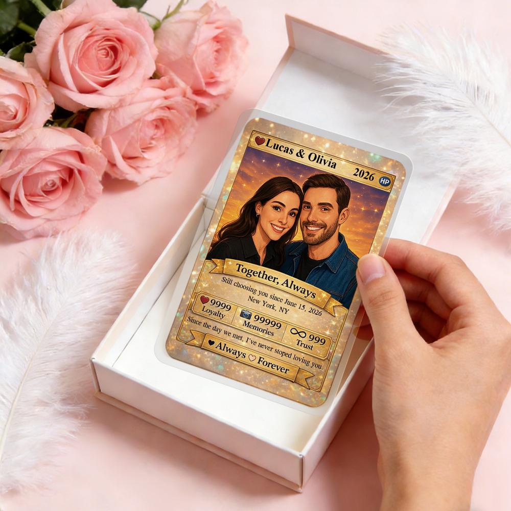 Carte Personnalisée Pour Couple, Carte D'anniversaire Sur Mesure Avec Photo De Couple Style Anime, Cadeau Pour Amoureux - Mug Personnalisé